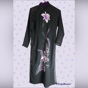 Purple and black asian top